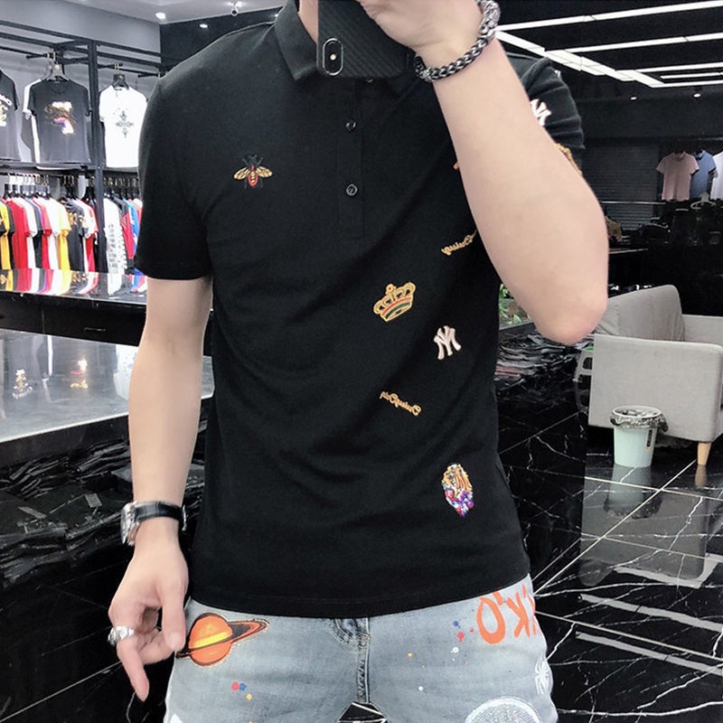 Áo polo Nam Tay Ngắn Có Cổ Họa Tiết Thêu Thời Trang