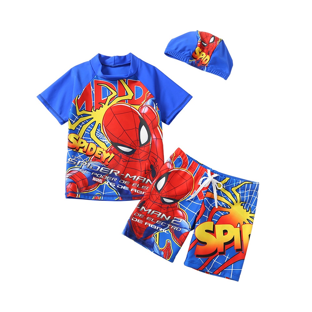 Bộ đồ bơi cho bé trai Bộ đồ bơi 20 năm mới Người nhện Captain America Siêu nhân Anime Đồ bơi cho trẻ em 3pcs