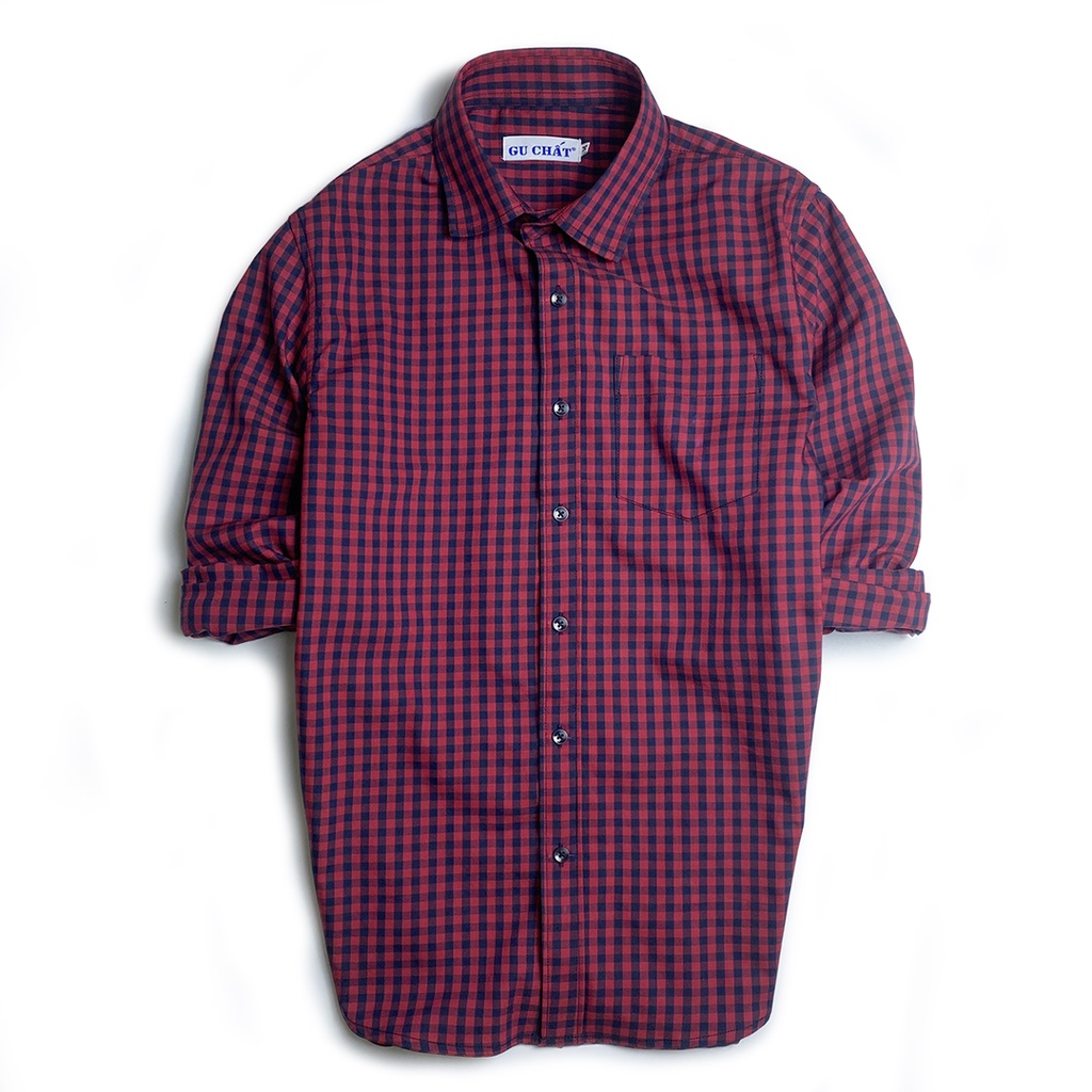 Áo Sơ Mi Nam Tay Dài Caro Công Sở GU CHẤT, Vải Cotton Xịn Thời Trang, Thanh Lịch GUSM24