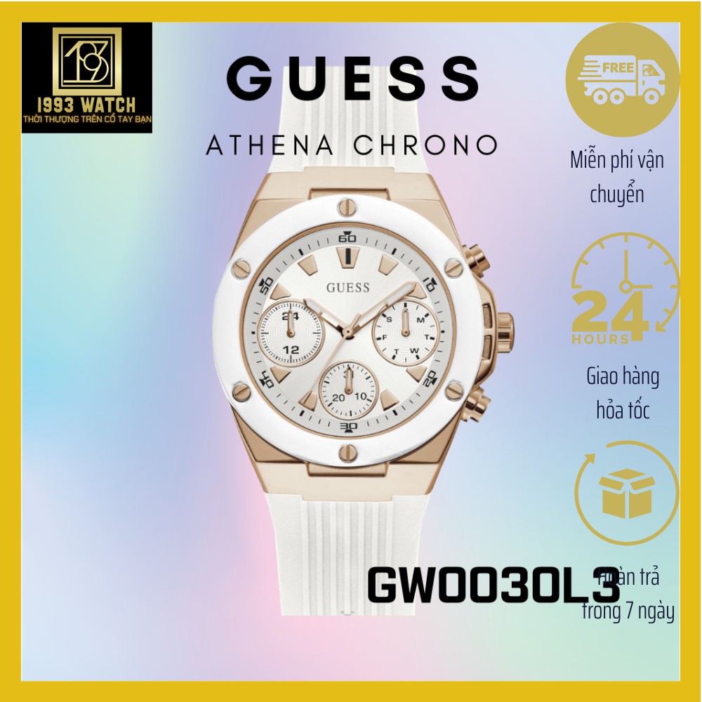 Đồng Hồ Unisex Nữ Guess Dòng Athena GW0030L3 GW0030L6 , Dây Cao Su , Size 40mm