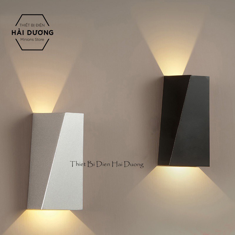 Đèn LED hắt tường 2 đầu hình đa giác chống nước TN822 (Trắng/Đen) - Có kính chống nước và côn trùng 2 đầu chiếu sáng