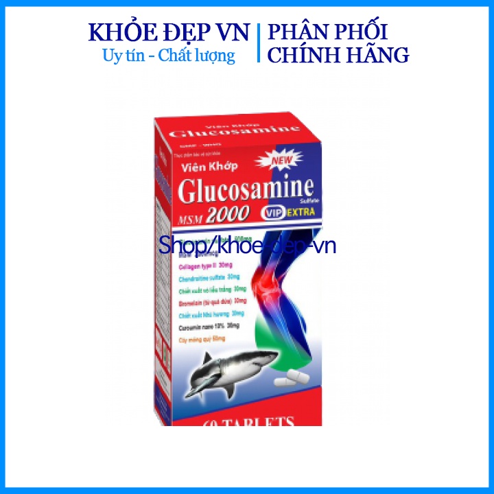 Viên khớp Glucosamin MSM 2000mg giảm đau nhức mỏi xương khớp - Lọ 60 viên