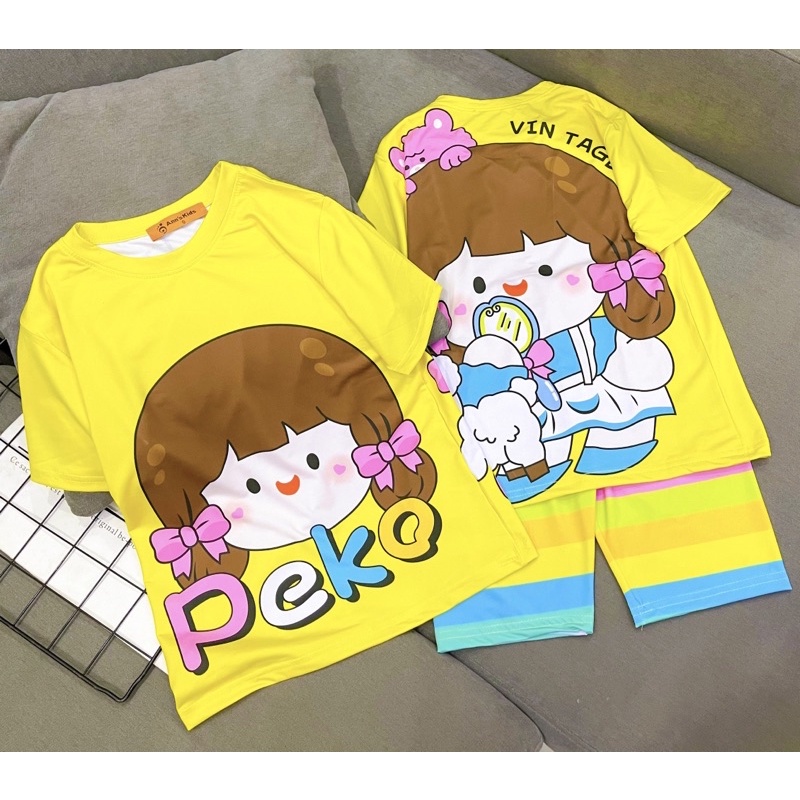 Combo 5 Đồ bộ ngố bé gái size đại vải thun lạnh 3D 4 chiều Jennie kids J472