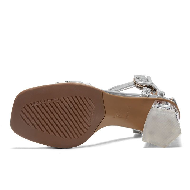 2023 new leisure fashion Roman rhinestone thick heel sandals female