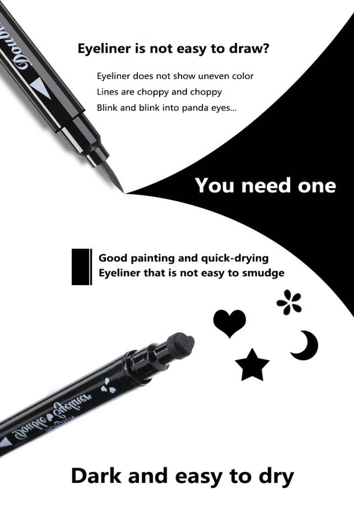 ☀☀☀ Double Head Eyeliner   Black Eyeliner Pen Moon Star Heart Flower Eyeliner   Liquid Waterproof Eyeliner Pencil ☝☝☝