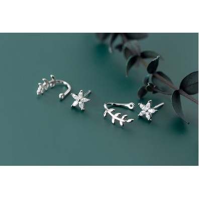 Khuyên tai bạc Ý s925 hình cánh hoa G4263 - AROCH Jewelry