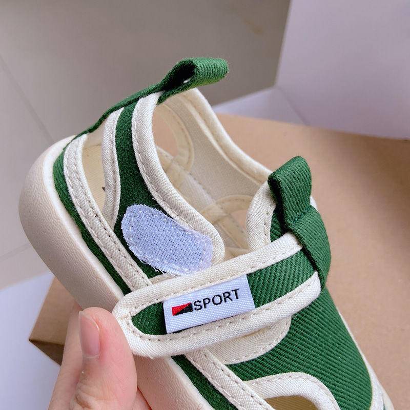 [Hàng Mới Về] Giày Canvas Đi Trong Nhà Một Bước Vải Canvas Đục Lỗ Đơn Giản Dễ Phối Đồ Phong Cách Hàn Quốc Cho Trẻ Mẫu Giáo Bé Trai Bé Gái Sho