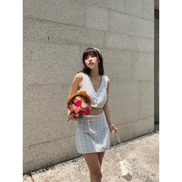 LEMONCHICVN - Set tweet ngắn tay đính nút - SET09