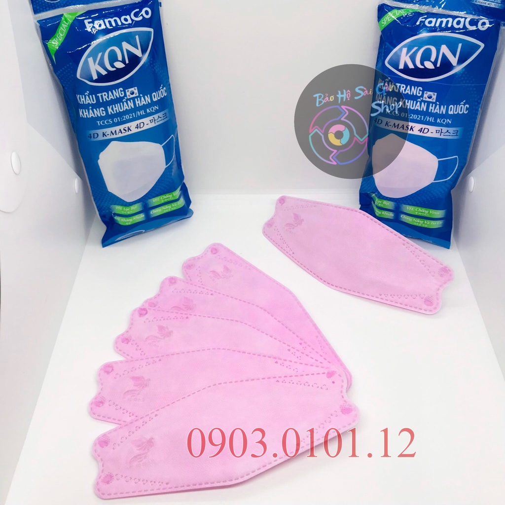 Khẩu trang kf94 chính hãng KQN, 4d mask cao cấp 4 lớp kháng khuẩn nẹp kẽm bịch 10 cái