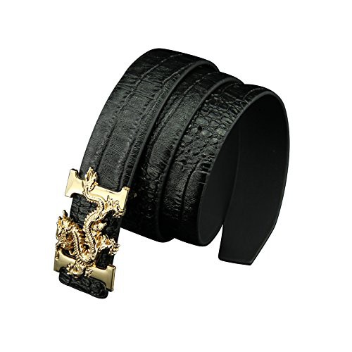 Thắt lưng vân cá sấu, Dây nịt da khóa chữ H rồng vàng cực chất ( mầu đen )