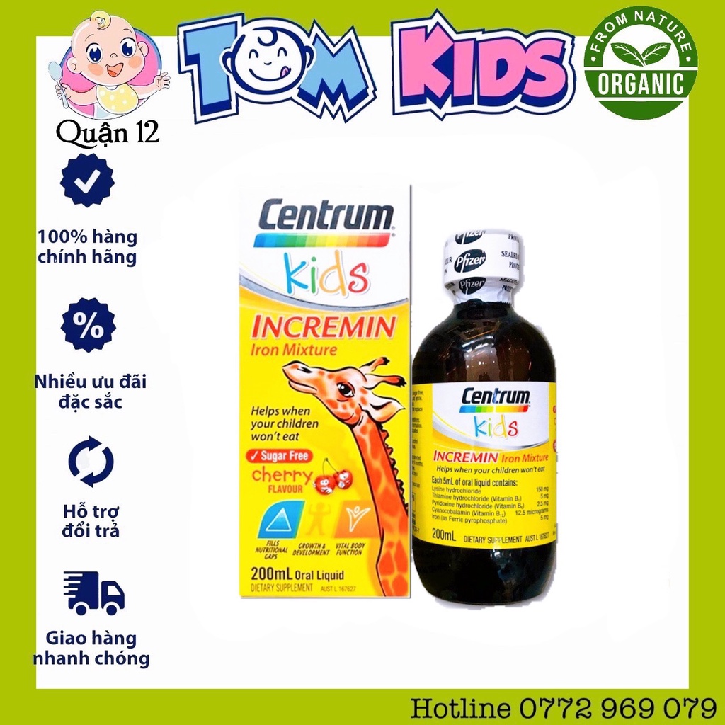 Siro Cho Trẻ Biếng Ăn Centrum Kids Incremin Iron Mixture Của Úc 200ml date 5/2024