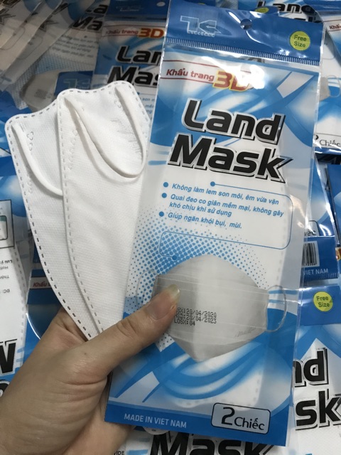 Freeship 50k - Khẩu trang 3D Land Mask ngăn khói bụi vi khuẩn túi 2 cái | BigBuy360 - bigbuy360.vn