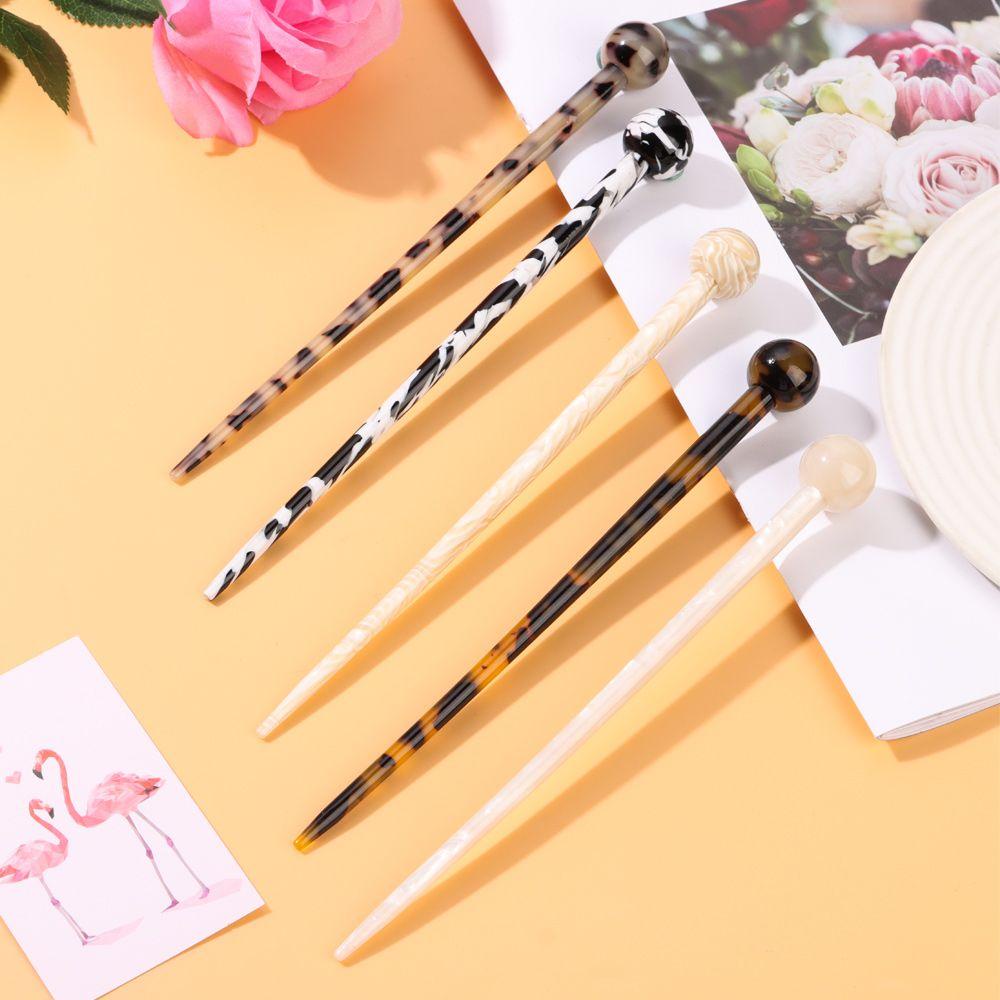 Trâm Cài Tóc Acetate Đính Bóng Tròn Họa Tiết Da Báo