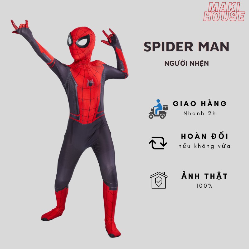 Quần áo người nhện halloween hoá trang siêu nhân trẻ em Maki