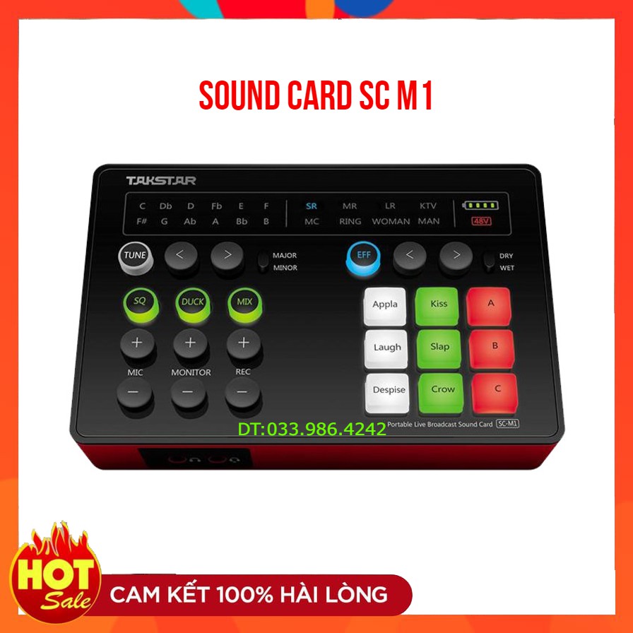 Sound Card thu âm livestream cao cấp Takstar SC-M1 chính hãnh . Sound card sc m1 tương thích với nhiều loại micro