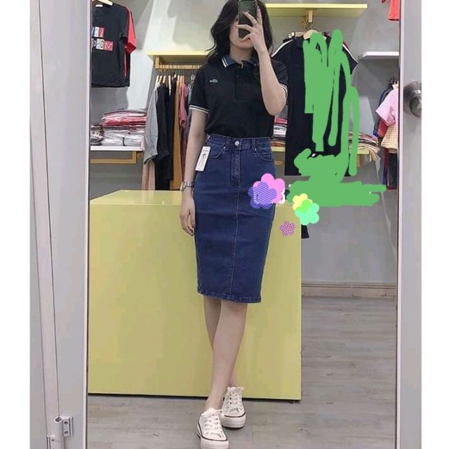 Chân váy bò dáng bút chì ( chân váy jean nữ) vải jean co giãn xẻ sau - ảnh thật | BigBuy360 - bigbuy360.vn