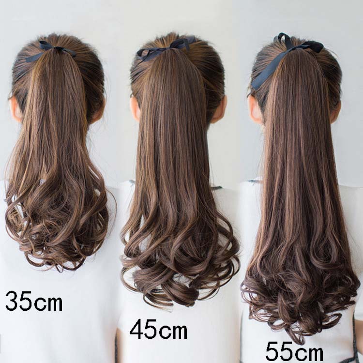 Tóc giả đuôi ngựa xoăn dài màu nâu/đen