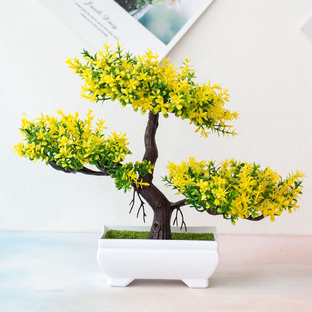 CÂY GIẢ BONSAI HOA RỰC RỠ - Chậu cây Phú Quý Cát Tường, trang trí, đề bàn ngày Tết sum vầy