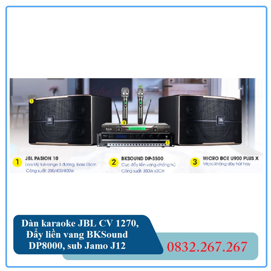 Dàn karaoke JBL CV 1270, Đẩy liền vang BKSound DP8000, sub Jamo J12