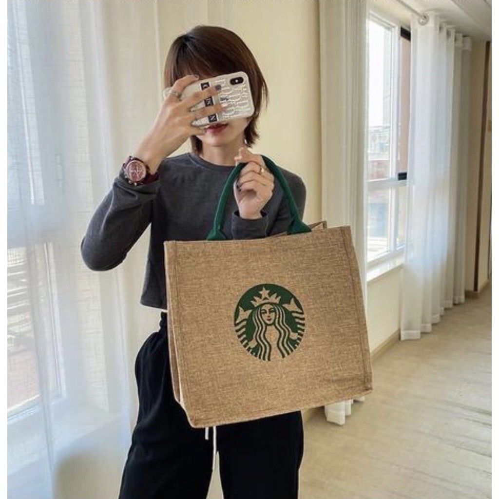 Túi cói hình Starbuck ⚡ HÓT TREND ⚡ Túi xách phong cách thời trang siêu xinh