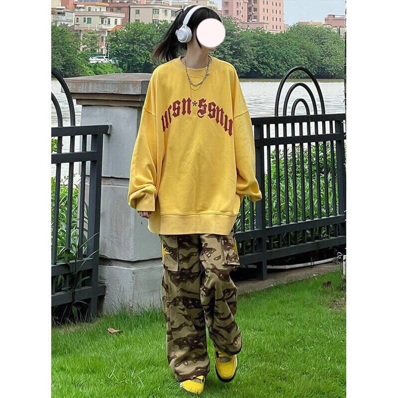 Áo Sweater Nỉ Vàng Unisex Nam Nữ, Áo Cổ Tròn Tay Bồng From Rộng Hàn Quốc( Hàng sẵn)
