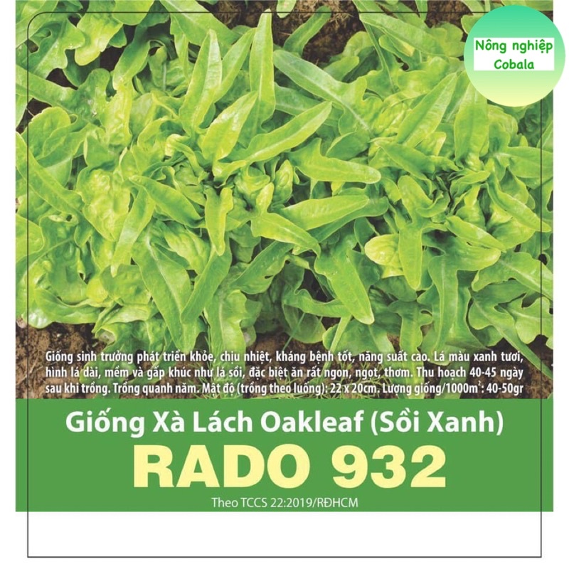 Hạt Giống Xà Lách Oakleaf (Sồi Xanh) 2gr