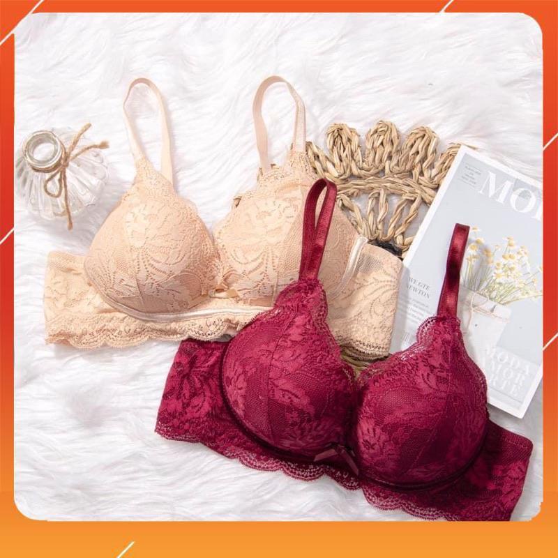Áo ngực, Áo lót nữ ren không gọng nâng ngực cup chéo tiểu thư sang chảnh, Mã: A4322