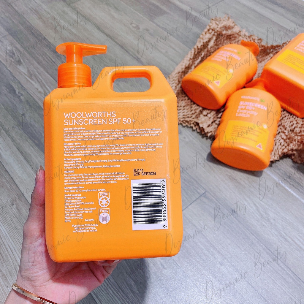 Kem chống nắng Woolworths everyday sunscreen spf 50+ 100ml - 500ml - 1l của Úc