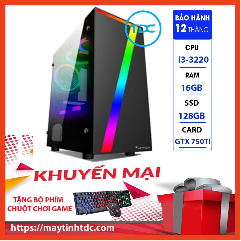MAX PC GAMING X7 CPU Core i3-3220 Ram 16GB SSD 128GB GTX 750TI Chơi PUBG,LOL,CF,Fifa4,Đế chế Tặng Ngay Phím Chuột Game