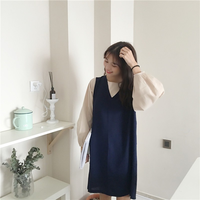 váy ulzzang đầm dài liền tay dáng rộng | BigBuy360 - bigbuy360.vn