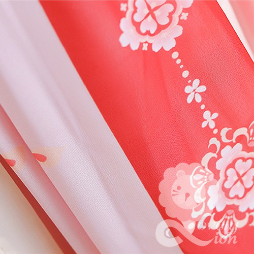 Bộ hán phục công chúa màu đỏ in hoa văn cho bé gái + Tặng khăn lụa