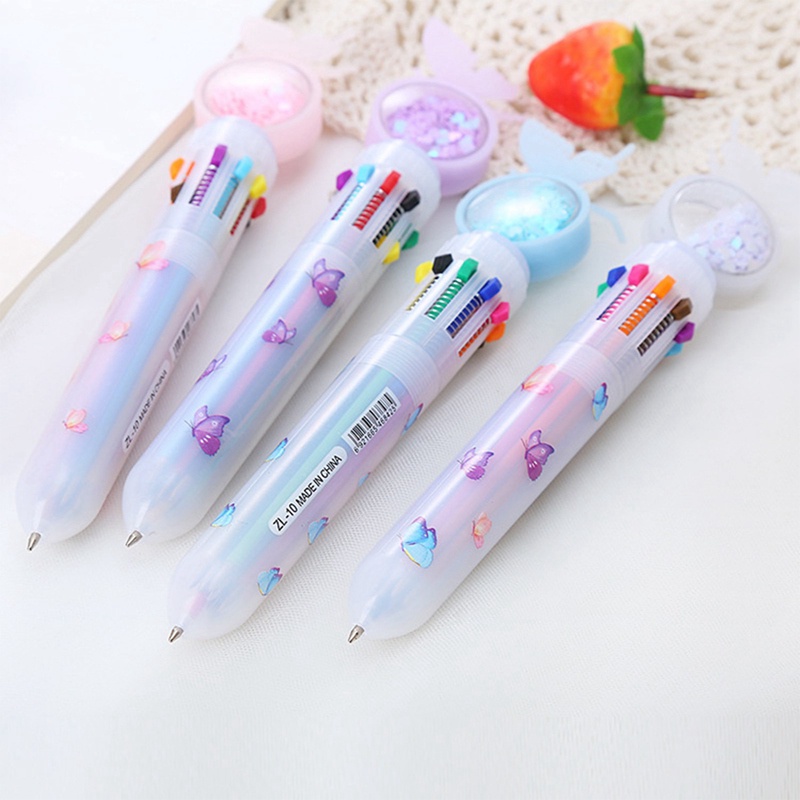 Bút Bi 10 Màu Hình Bướm Xinh Xắn