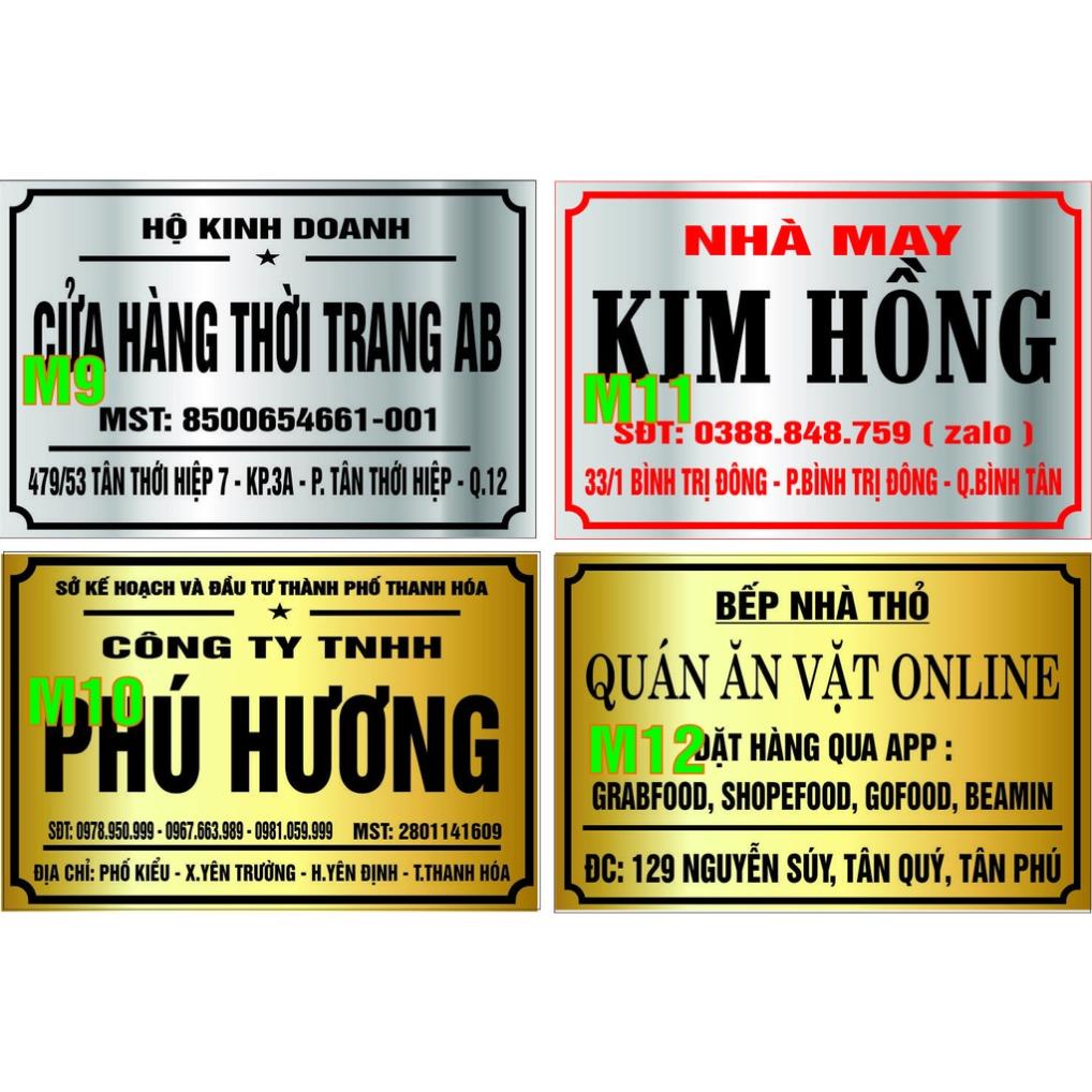 Bảng công ty-Bảng số nhà-biển số nhà-biển chức năng in UV trên alu gương inox trắng và alu gương vàng