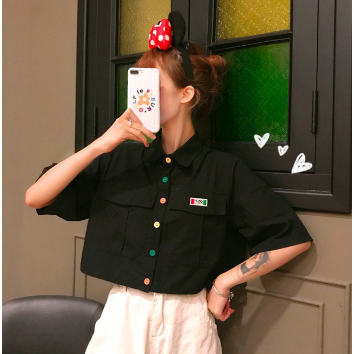 | ÁO SƠ MI CROPTOP CÚC MIX MÀU ULZZANG SIÊU XINH