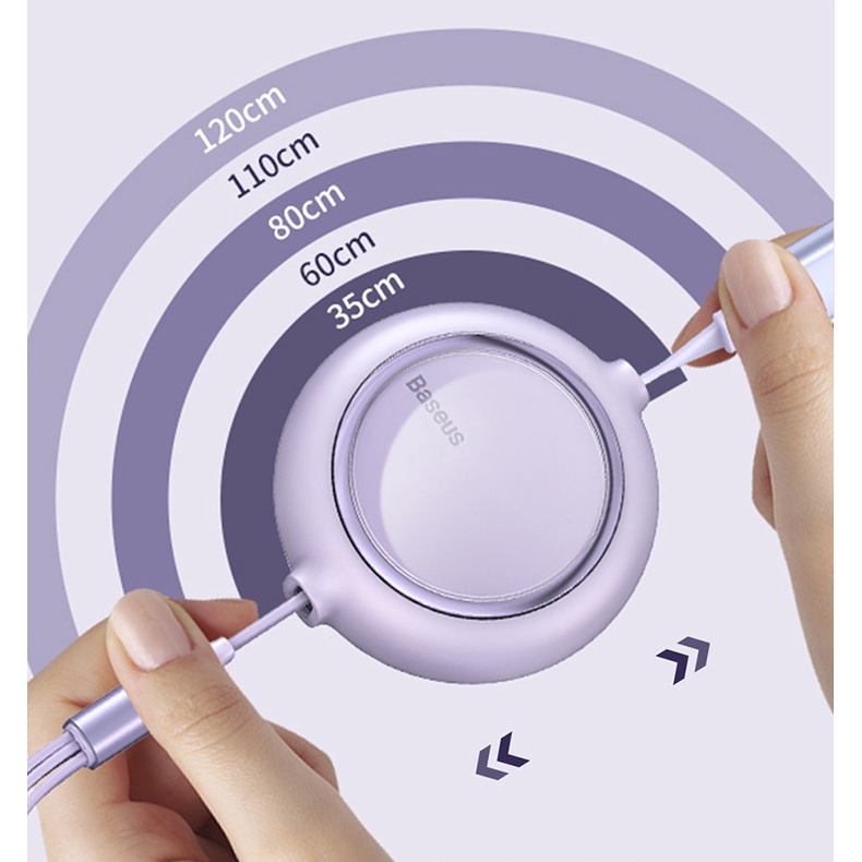 Baseus Cáp sạc dây rút 3 đầu thế hệ mới Baseus Bright Mirror 3 in 1