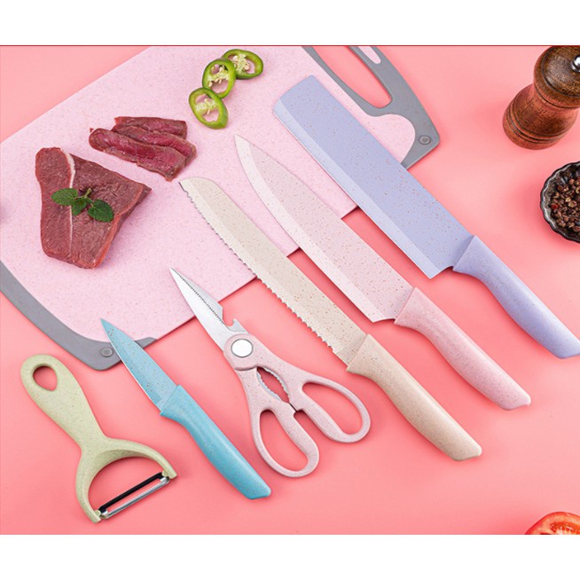 Bộ dao kéo 6 món lúa mạch có hộp đựng cao cấp