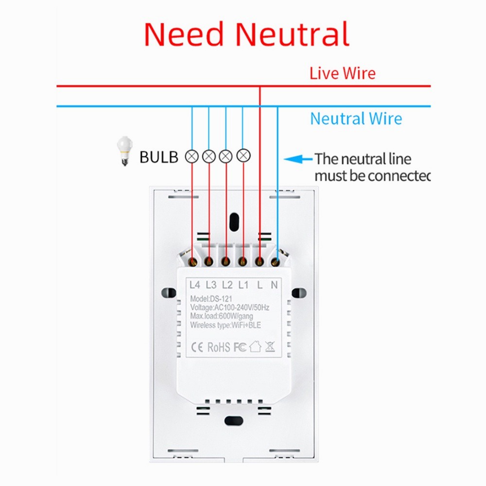 Sẵn Sàng✅Tuya Phát WiFi Thông Minh Cảm Ứng Đèn Công Tắc 1/2/3/4 Băng Đảng 100-250V Cuộc Sống Thông Minh tương Thích Với Alexa Google Home Cao Cấp TTS