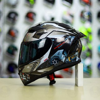 Mũ Fullface Yohe 978 Plus Đen Bóng Lên Tem Decal Winner Xám - Helmets 4U