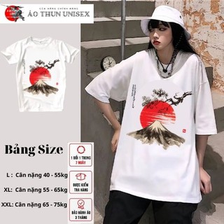 Áo thun phông Unisex form rộng dành cho nam nữ KAKISHOP , hình mặt trời đỏ có 1 màu trắng ulzzang