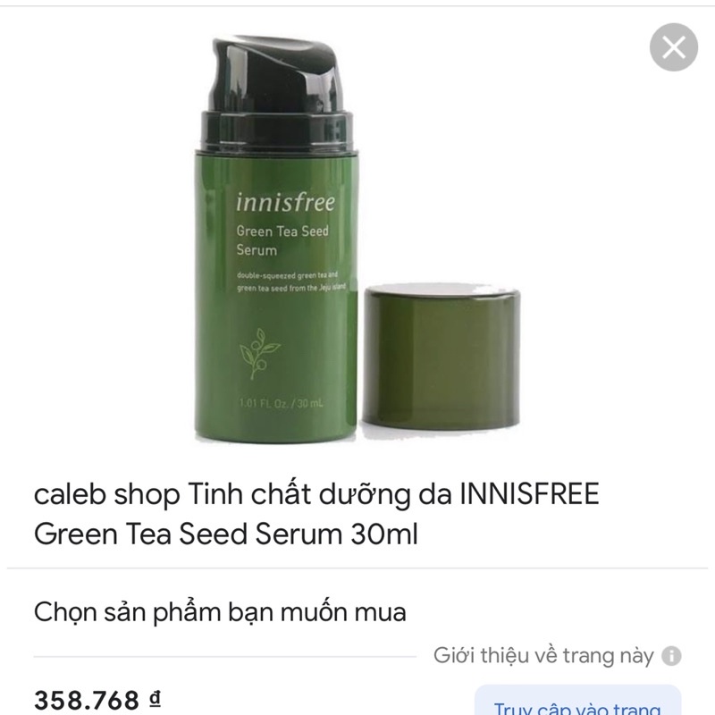 Tinh chất serum trà xanh kiềm dầu, cấp nước sâu, giảm ngừa m:un Innisfree Green Tea Seed Hàn Quốc 30ml
