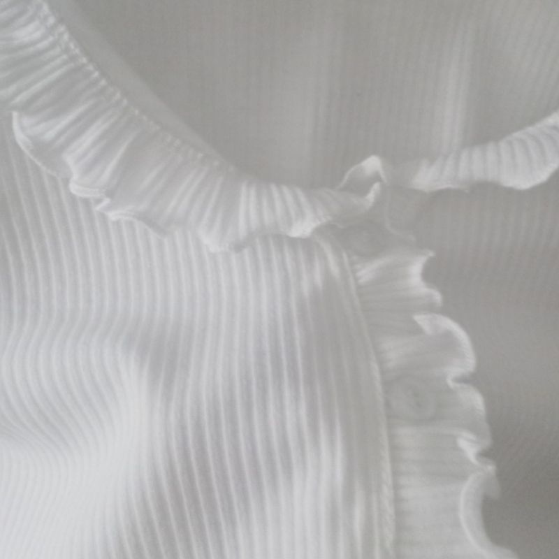 Áo Croptop Dài Tay Viền Bèo - Áo Kiểu Cổ V Tay Dài Nữ LaCa A5-1