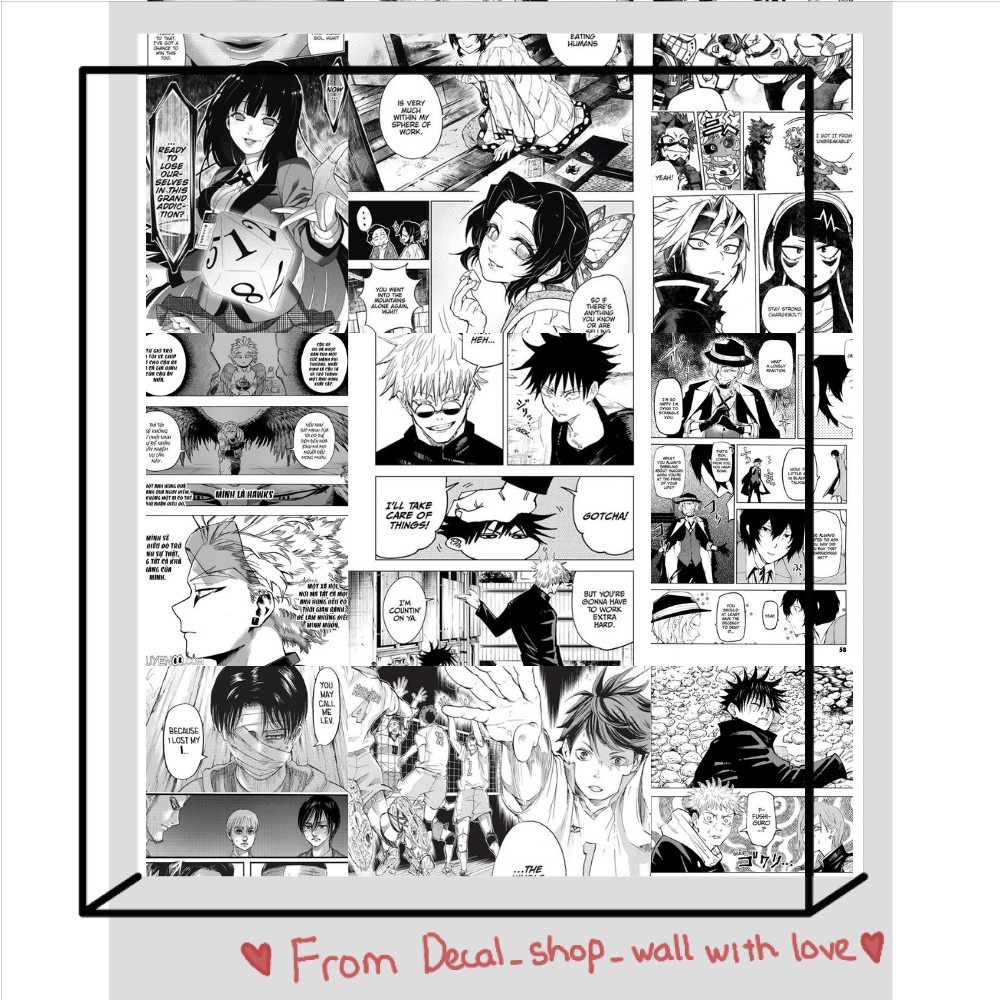  12 tấm Wall Collage dán tường trang trí phòng ngủ - theme MANGA