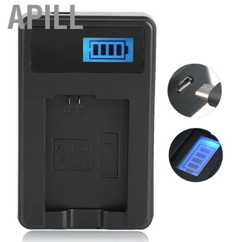 APILL NP-FW50 Battery LCD Single Charger for A6000 A6300 A6500 A7r A7CM