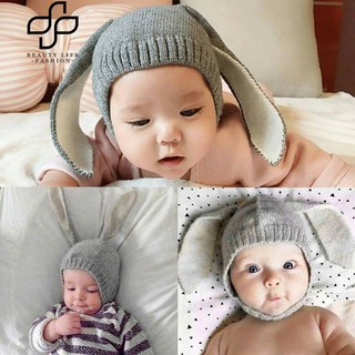 (3 màu) Mũ len tai thỏ dài cho bé