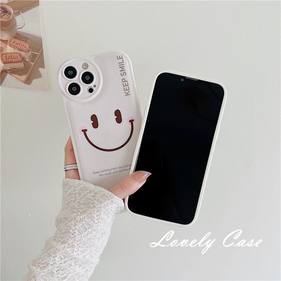 IPhone 14 13 12 11 Pro Max XS Max XR X XS 8 7 + SE 2020Ốp Điện Thoại Mềm Hình Mặt Cười Đơn Giản Cho
