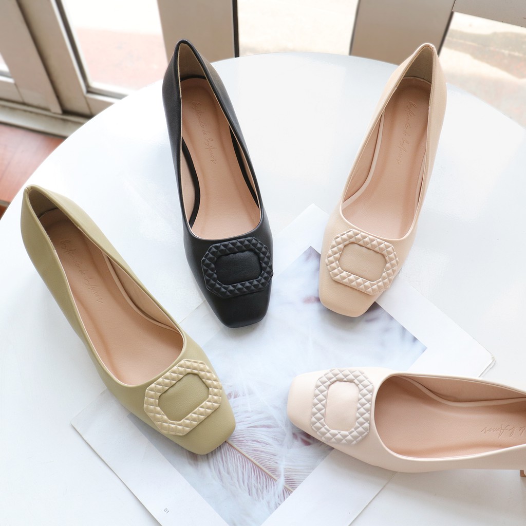 Giày cao gót nữ mũi vuông gót đế vuông cao 5p thời trang công sở hàn quốc đẹp cao cấp bAimée &amp; bAmor - MS1677
