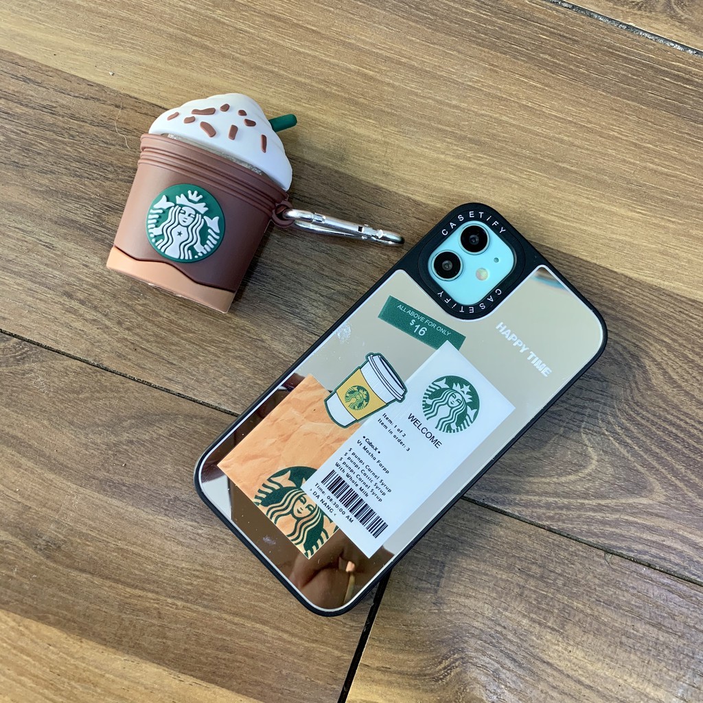 Ốp gương Casetify Starbuck cạnh vuông dành cho iPhone 7/7plus/8/8plus/x/xr/xs/11/12/pro/max/plus/promax