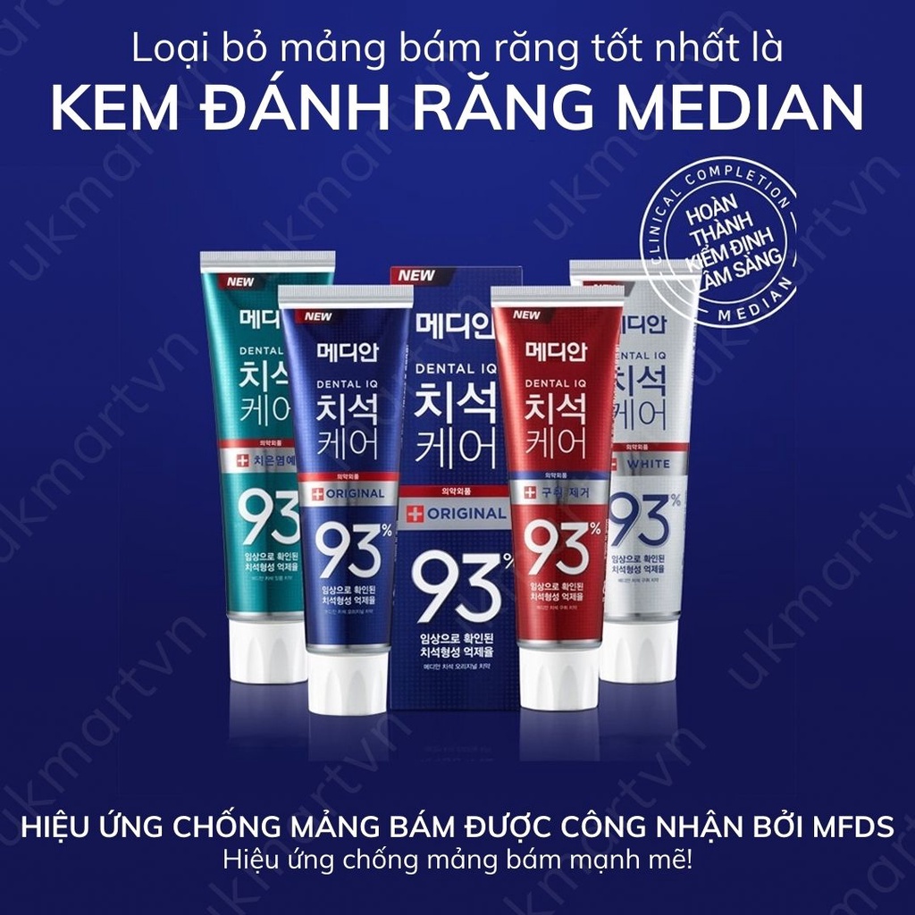 Kem Đánh Răng Hàn Quốc Trắng Răng MEDIAN DENTAL IQ 93% 4g , 120g - MEDIAN GUM SCIENCE 87%-93% 120g