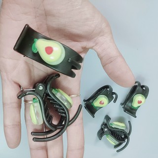 [Lẻ] Kẹp Càng Cua 3 Răng Đen Đính Charm