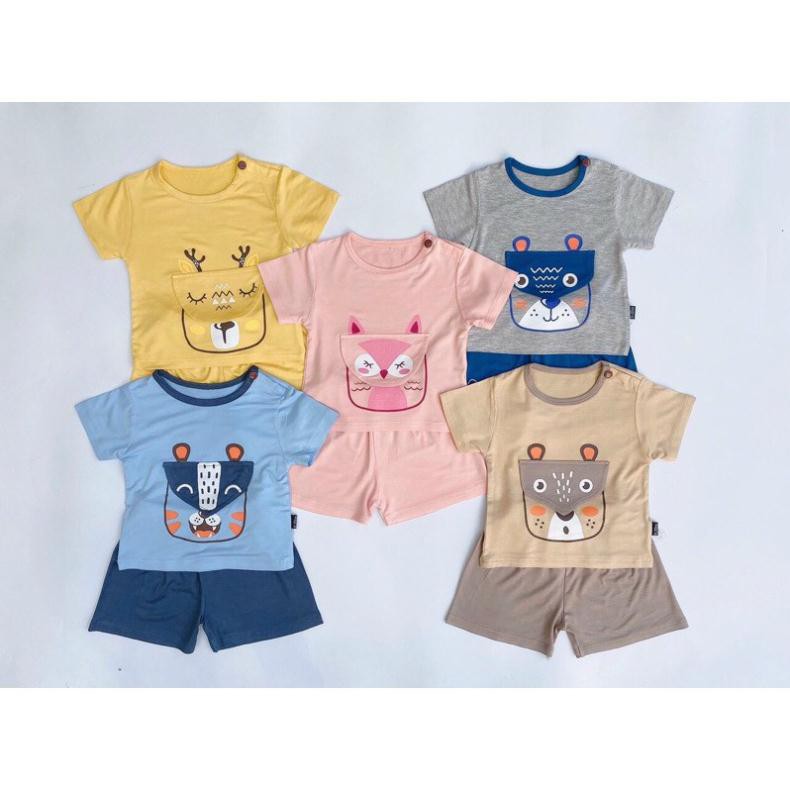 bộ cotton thun lạnh hình thú cho bé yêu